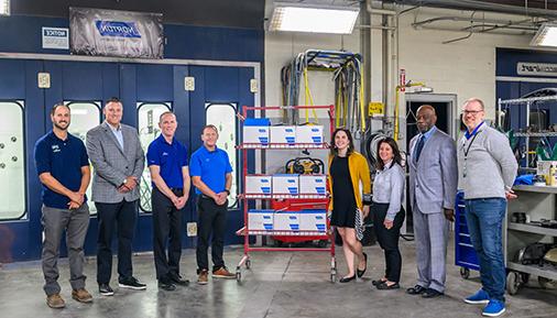 HVCC and Norton Leaders pose for photo in automotive lab